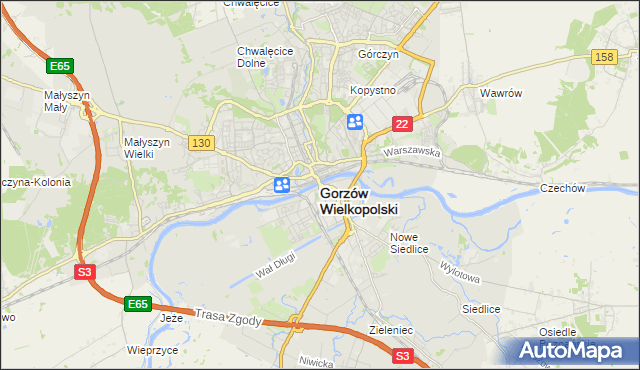 mapa Gorzów Wielkopolski, Gorzów Wielkopolski na mapie Targeo