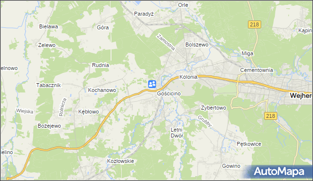 mapa Gościcino, Gościcino na mapie Targeo