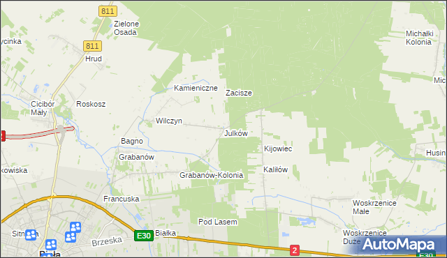mapa Julków gmina Biała Podlaska, Julków gmina Biała Podlaska na mapie Targeo