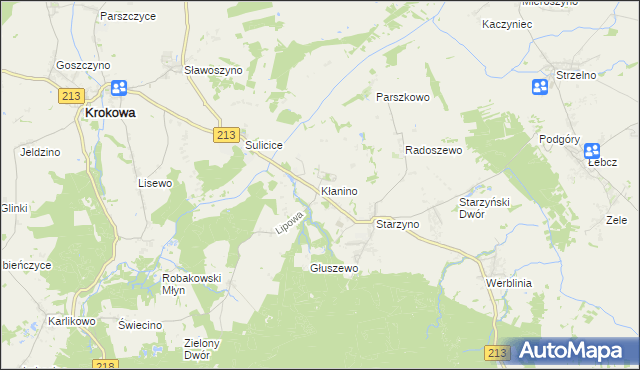 mapa Kłanino gmina Krokowa, Kłanino gmina Krokowa na mapie Targeo