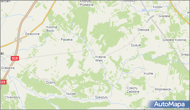 mapa Krasna Wieś, Krasna Wieś na mapie Targeo