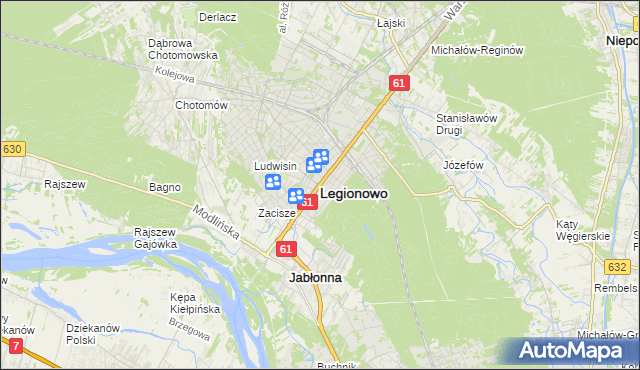 mapa Legionowo, Legionowo na mapie Targeo
