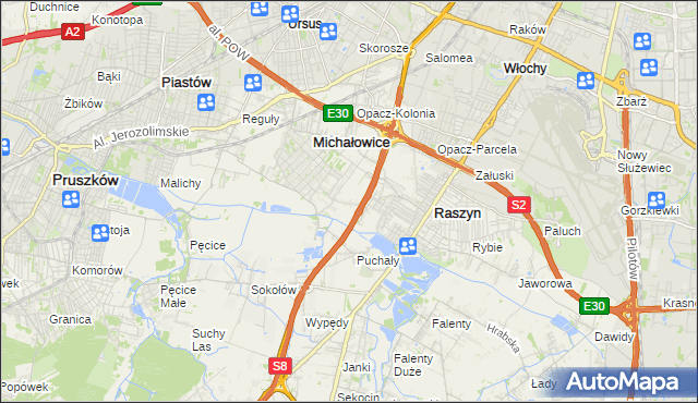 mapa Michałowice-Wieś, Michałowice-Wieś na mapie Targeo