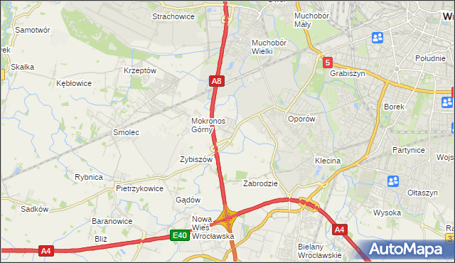 mapa Mokronos Dolny, Mokronos Dolny na mapie Targeo