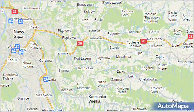 mapa Mystków, Mystków na mapie Targeo