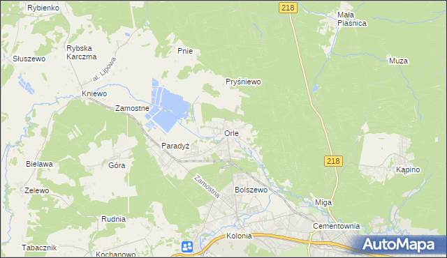 mapa Orle gmina Wejherowo, Orle gmina Wejherowo na mapie Targeo