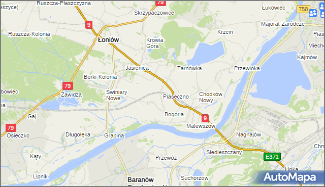 mapa Piaseczno gmina Łoniów, Piaseczno gmina Łoniów na mapie Targeo