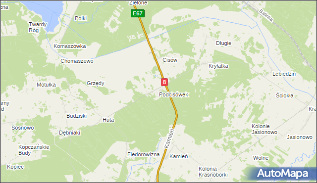 mapa Podcisówek, Podcisówek na mapie Targeo