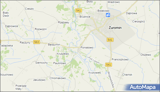 mapa Poniatowo gmina Żuromin, Poniatowo gmina Żuromin na mapie Targeo