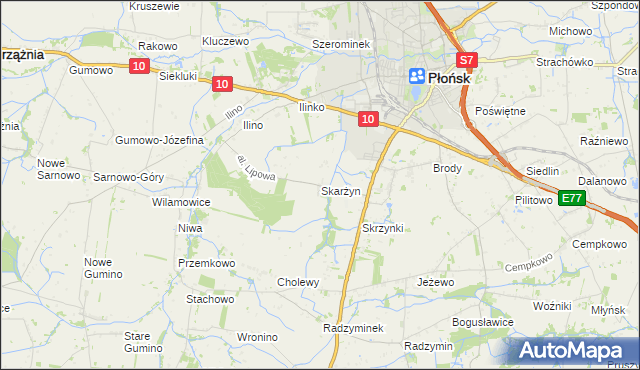 mapa Skarżyn gmina Płońsk, Skarżyn gmina Płońsk na mapie Targeo