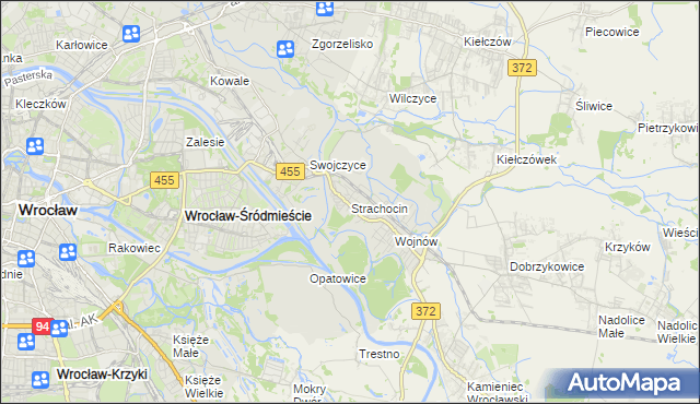 mapa Strachocin gmina Wrocław, Strachocin gmina Wrocław na mapie Targeo