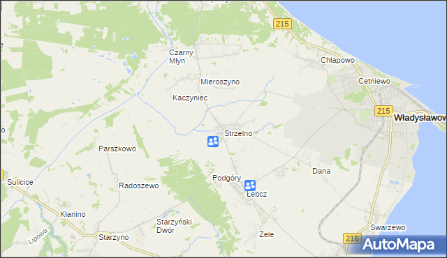 mapa Strzelno gmina Puck, Strzelno gmina Puck na mapie Targeo