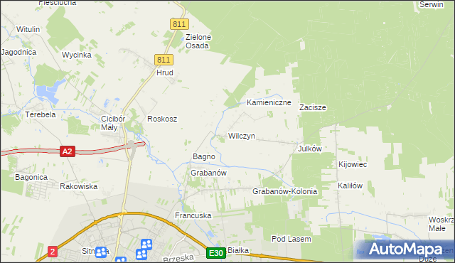 mapa Wilczyn gmina Biała Podlaska, Wilczyn gmina Biała Podlaska na mapie Targeo