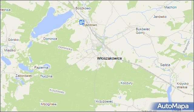 mapa Włoszakowice, Włoszakowice na mapie Targeo