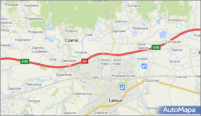 mapa Wola Mała gmina Czarna, Wola Mała gmina Czarna na mapie Targeo