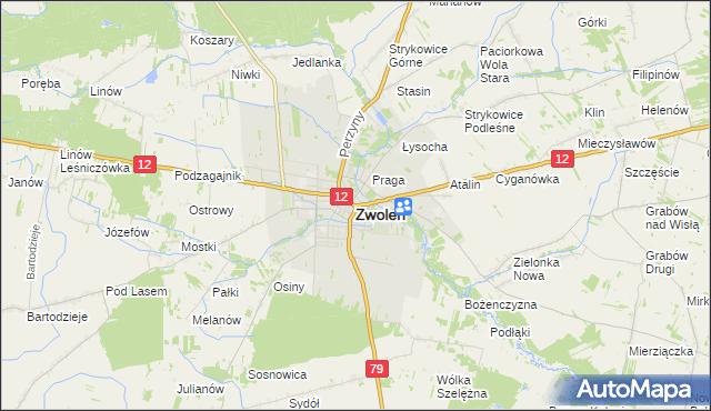 mapa Zwoleń, Zwoleń na mapie Targeo