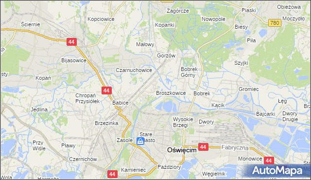 mapa Broszkowice, Broszkowice na mapie Targeo