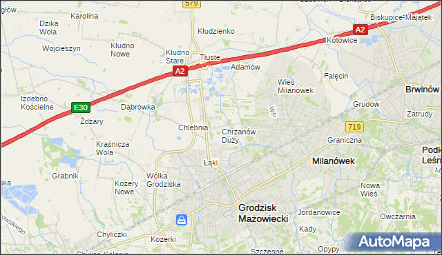 mapa Chrzanów Duży, Chrzanów Duży na mapie Targeo