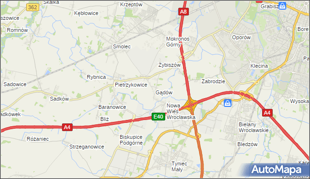 mapa Gądów, Gądów na mapie Targeo