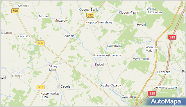 mapa Krasewice-Czerepy, Krasewice-Czerepy na mapie Targeo