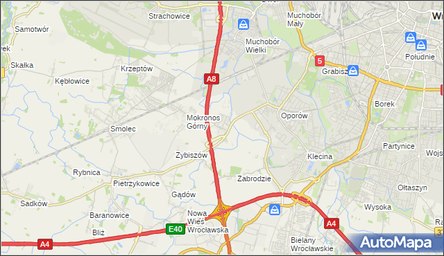 mapa Mokronos Dolny, Mokronos Dolny na mapie Targeo