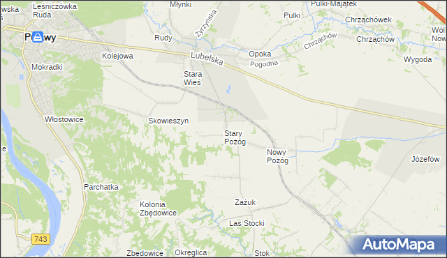 mapa Stary Pożóg, Stary Pożóg na mapie Targeo