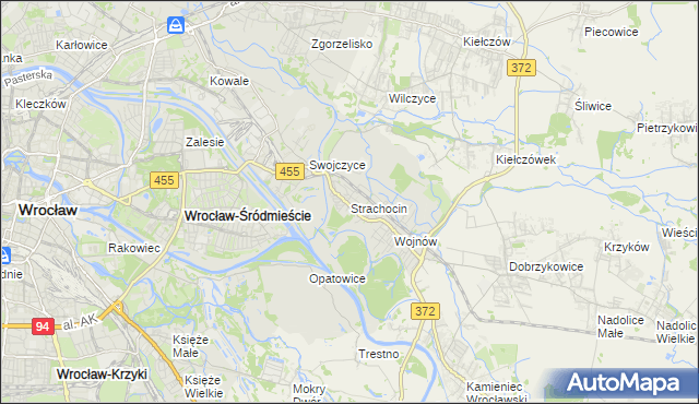 mapa Strachocin gmina Wrocław, Strachocin gmina Wrocław na mapie Targeo