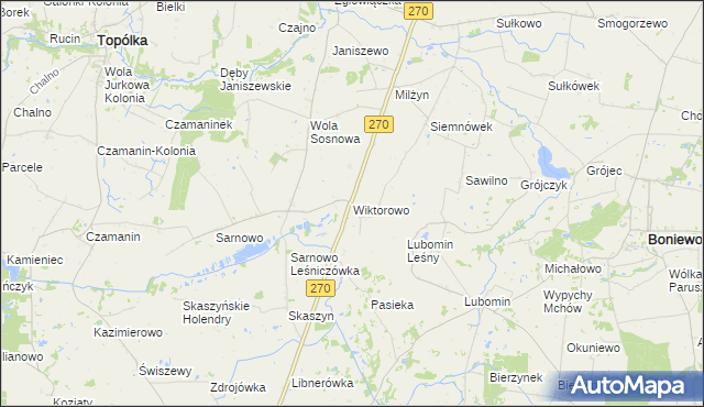 mapa Wiktorowo gmina Lubraniec, Wiktorowo gmina Lubraniec na mapie Targeo