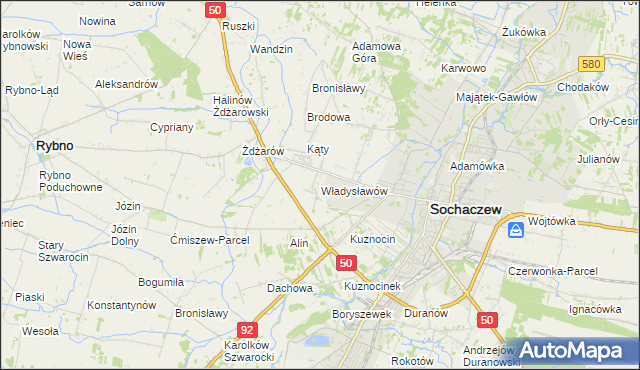 mapa Władysławów gmina Sochaczew, Władysławów gmina Sochaczew na mapie Targeo