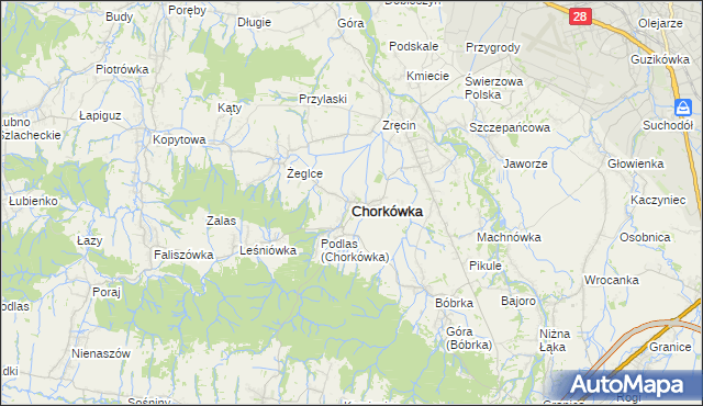 mapa Chorkówka, Chorkówka na mapie Targeo
