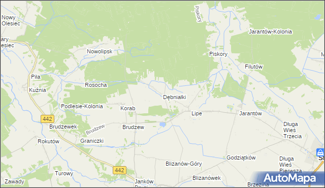 mapa Dębniałki gmina Blizanów, Dębniałki gmina Blizanów na mapie Targeo