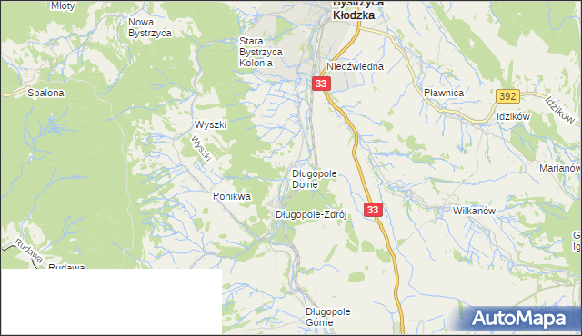 mapa Długopole Dolne, Długopole Dolne na mapie Targeo