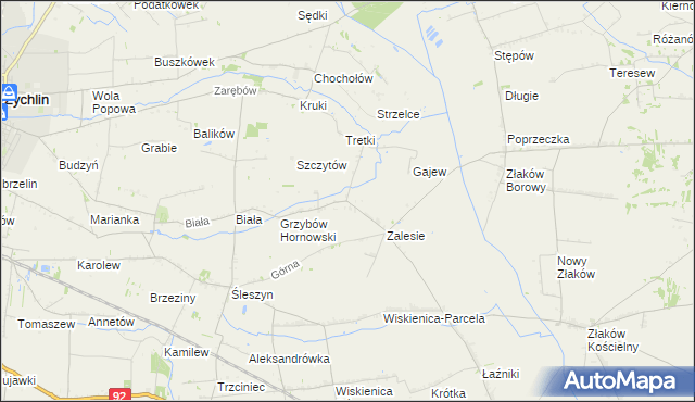 mapa Grzybów Dolny, Grzybów Dolny na mapie Targeo