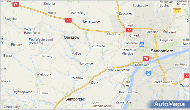 mapa Kolonie gmina Samborzec, Kolonie gmina Samborzec na mapie Targeo