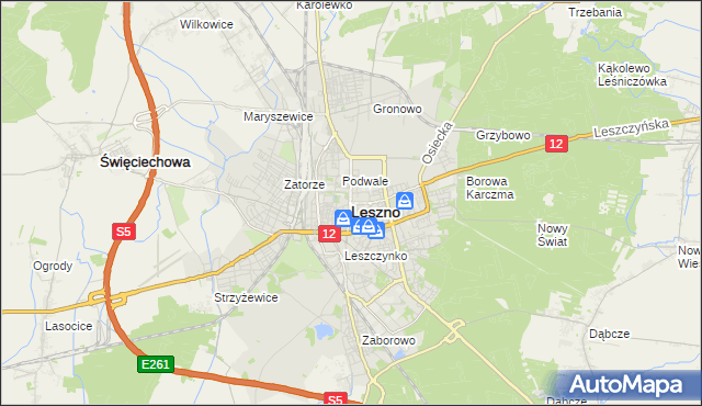 mapa Leszno, Leszno na mapie Targeo