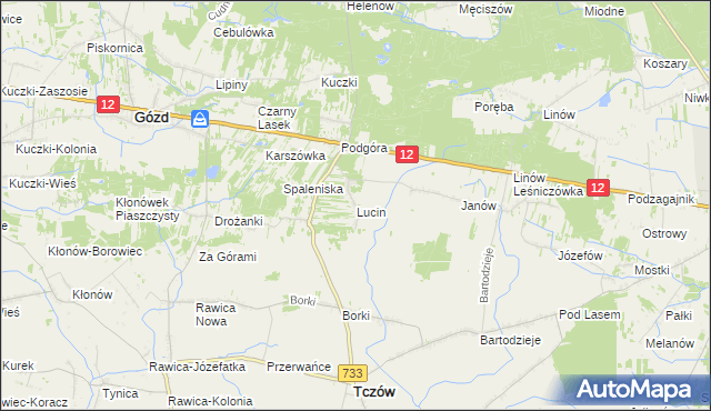 mapa Lucin gmina Tczów, Lucin gmina Tczów na mapie Targeo