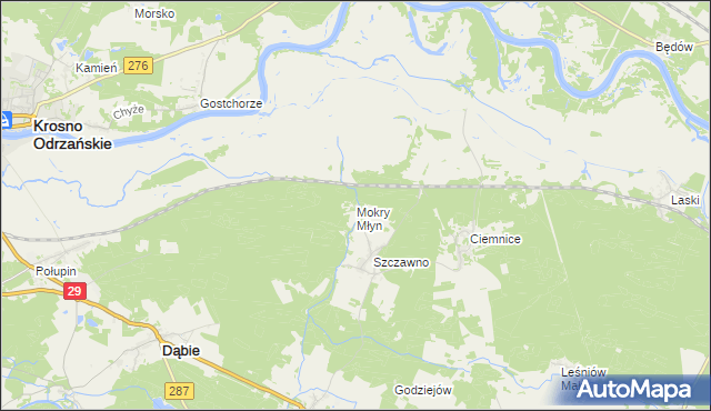 mapa Mokry Młyn, Mokry Młyn na mapie Targeo