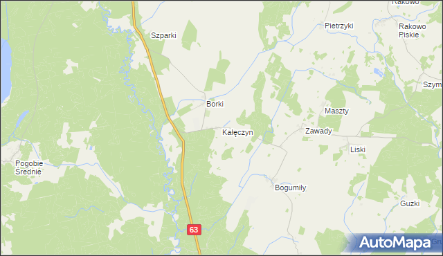 mapa Kałęczyn gmina Pisz, Kałęczyn gmina Pisz na mapie Targeo