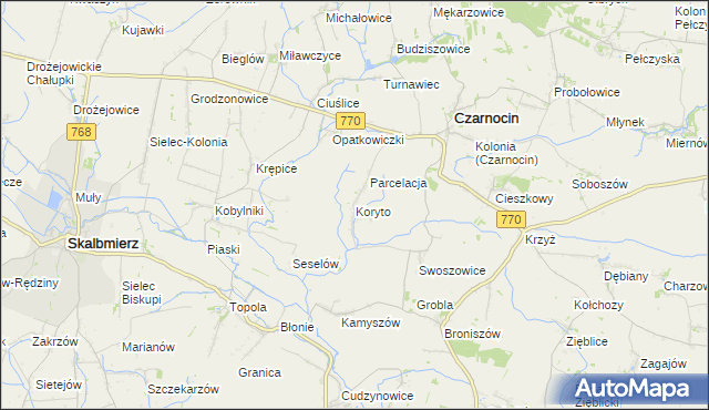 mapa Koryto, Koryto na mapie Targeo