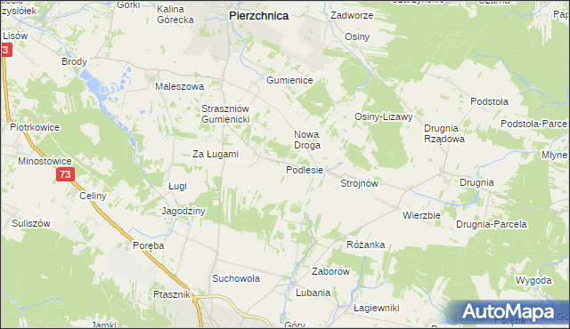 mapa Podlesie gmina Pierzchnica, Podlesie gmina Pierzchnica na mapie Targeo