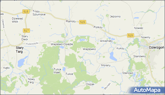mapa Waplewko, Waplewko na mapie Targeo