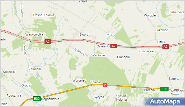 mapa Zabłocie gmina Biała Podlaska, Zabłocie gmina Biała Podlaska na mapie Targeo
