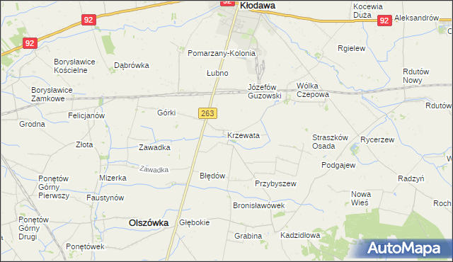 mapa Krzewata, Krzewata na mapie Targeo