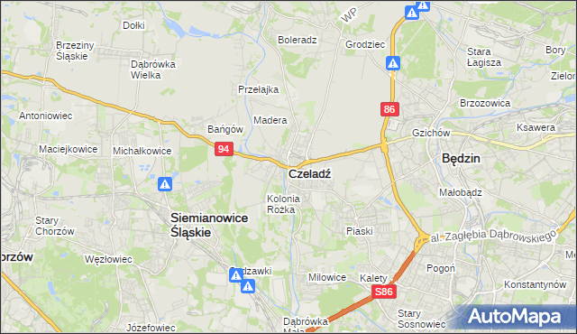 mapa Czeladź, Czeladź na mapie Targeo