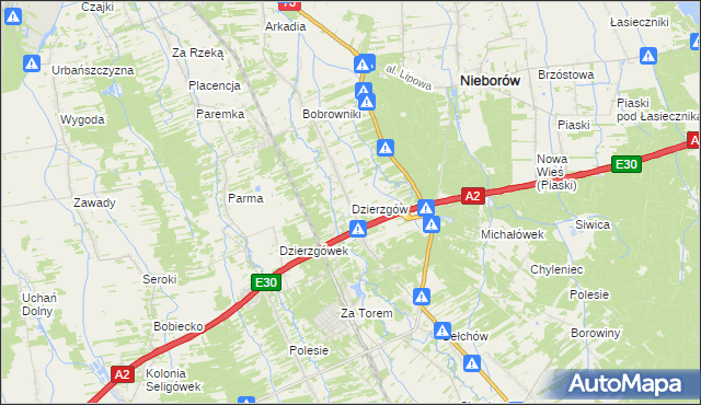 mapa Dzierzgów gmina Nieborów, Dzierzgów gmina Nieborów na mapie Targeo