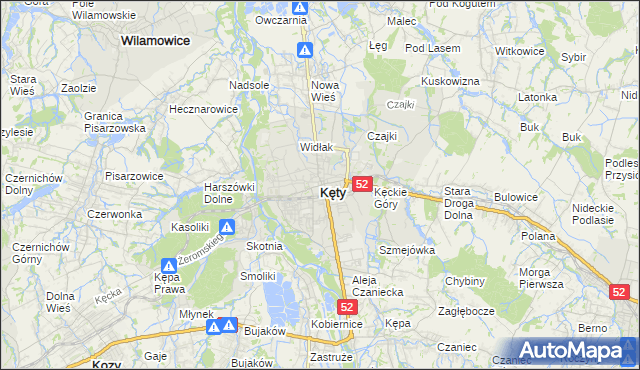 mapa Kęty, Kęty na mapie Targeo