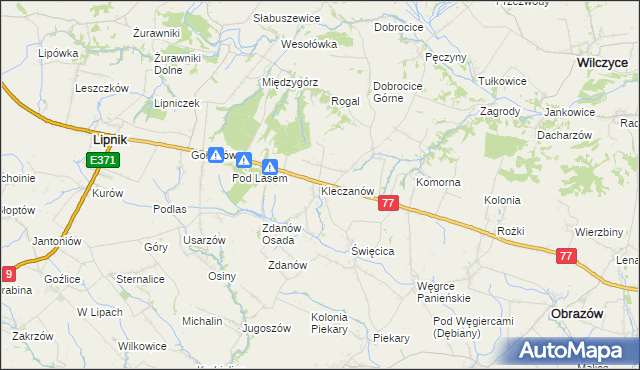 mapa Kleczanów, Kleczanów na mapie Targeo