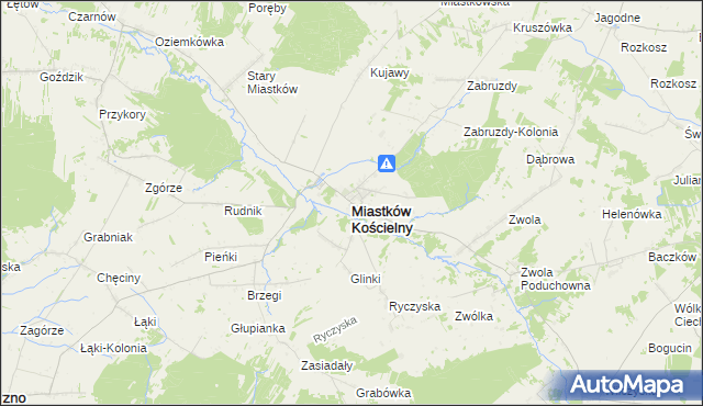 mapa Miastków Kościelny, Miastków Kościelny na mapie Targeo