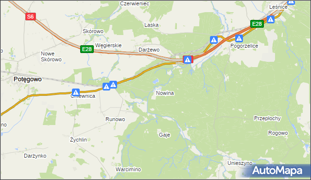 mapa Nowina gmina Potęgowo, Nowina gmina Potęgowo na mapie Targeo