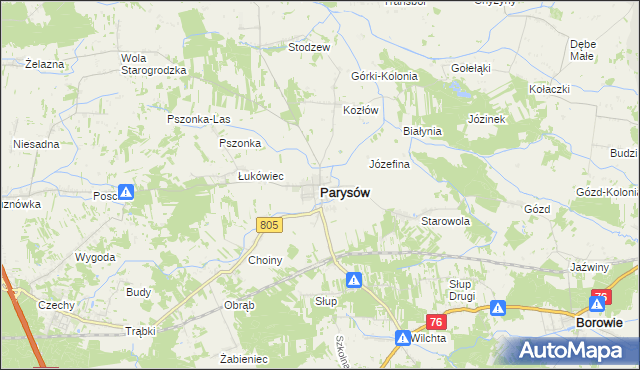 mapa Parysów, Parysów na mapie Targeo